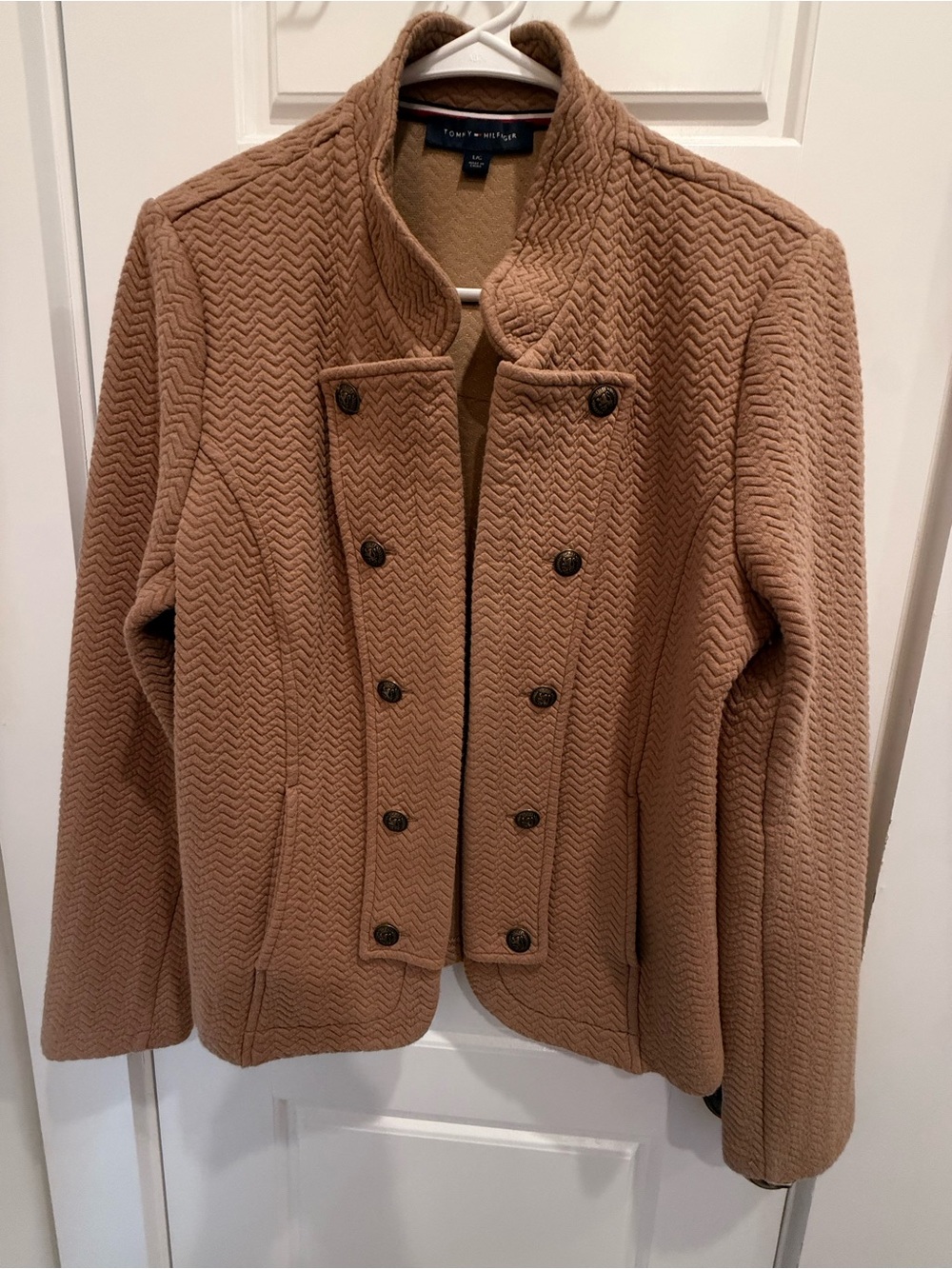 Tommy Hilfiger Women's Camel Textured Double-Breasted Peacoat